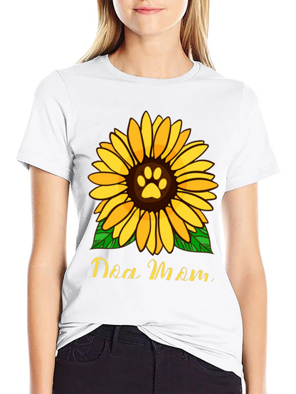 Dog Mom Sunflower Graphic Tee - Black