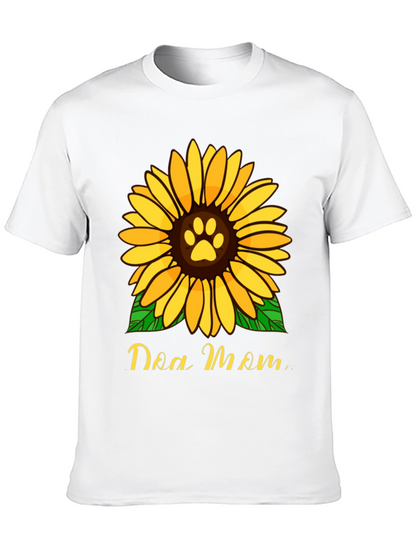 Dog Mom Sunflower Graphic Tee - Black