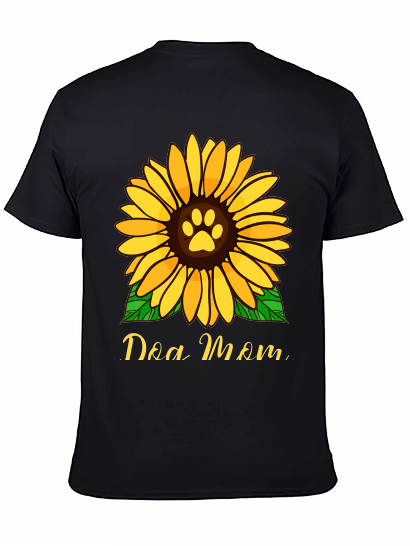 Dog Mom Sunflower Graphic Tee - Black