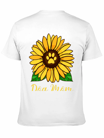 Dog Mom Sunflower Graphic Tee - Black