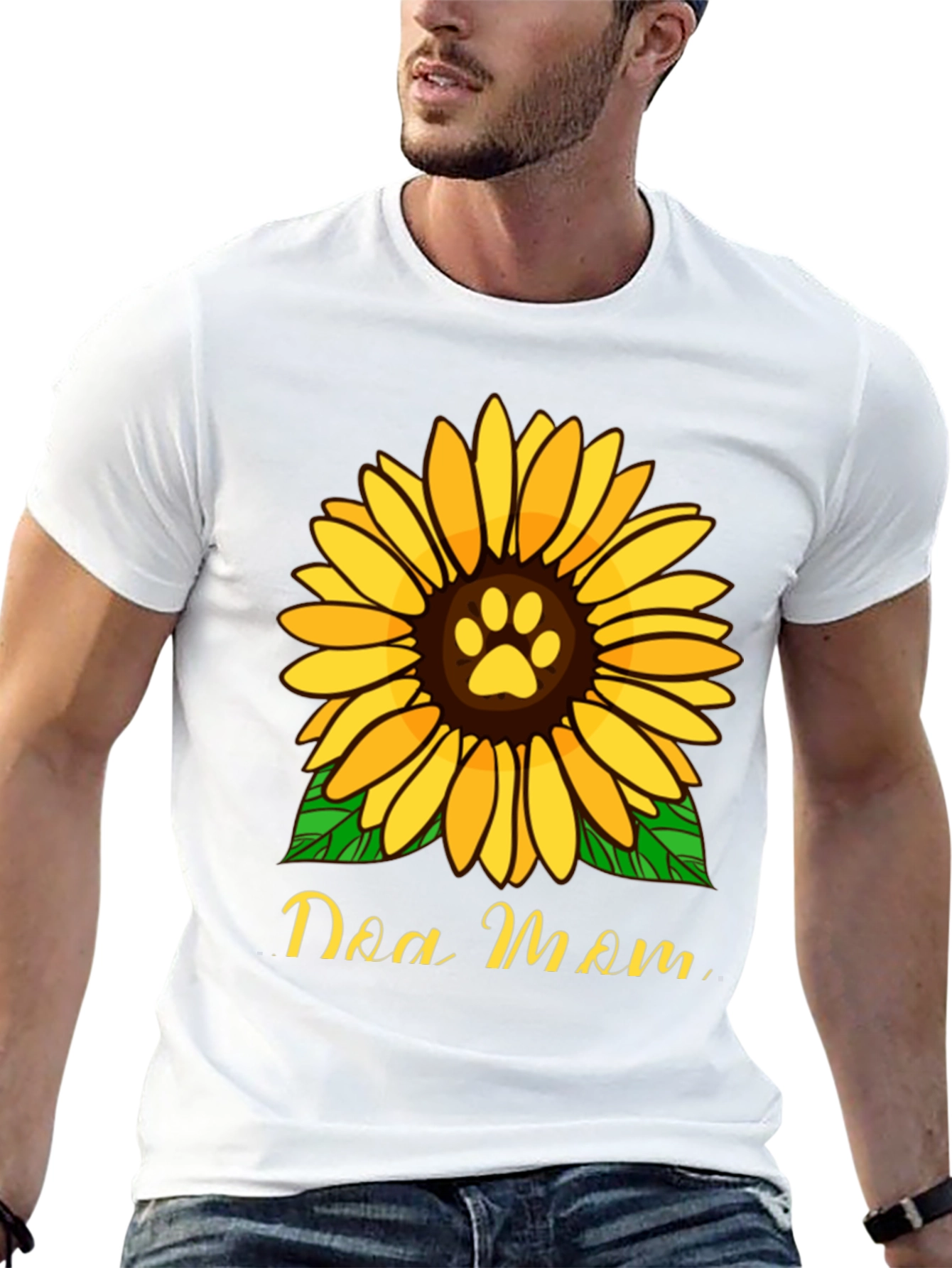 Dog Mom Sunflower Graphic Tee - Black