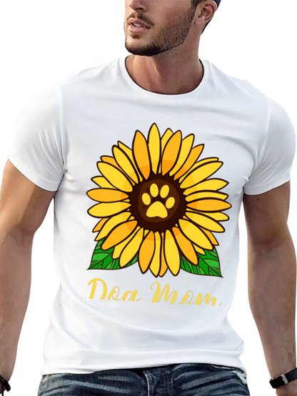 Dog Mom Sunflower Graphic Tee - Black