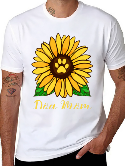 Dog Mom Sunflower Graphic Tee - Black
