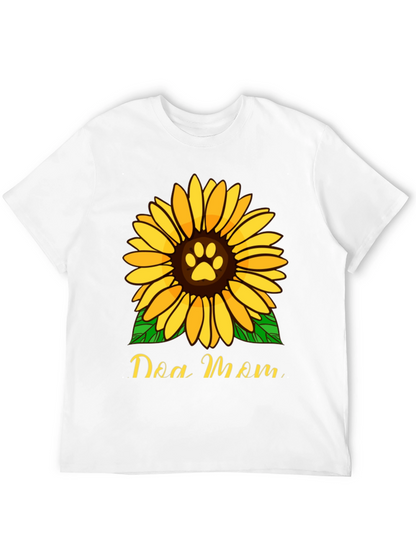 Dog Mom Sunflower Graphic Tee - Black