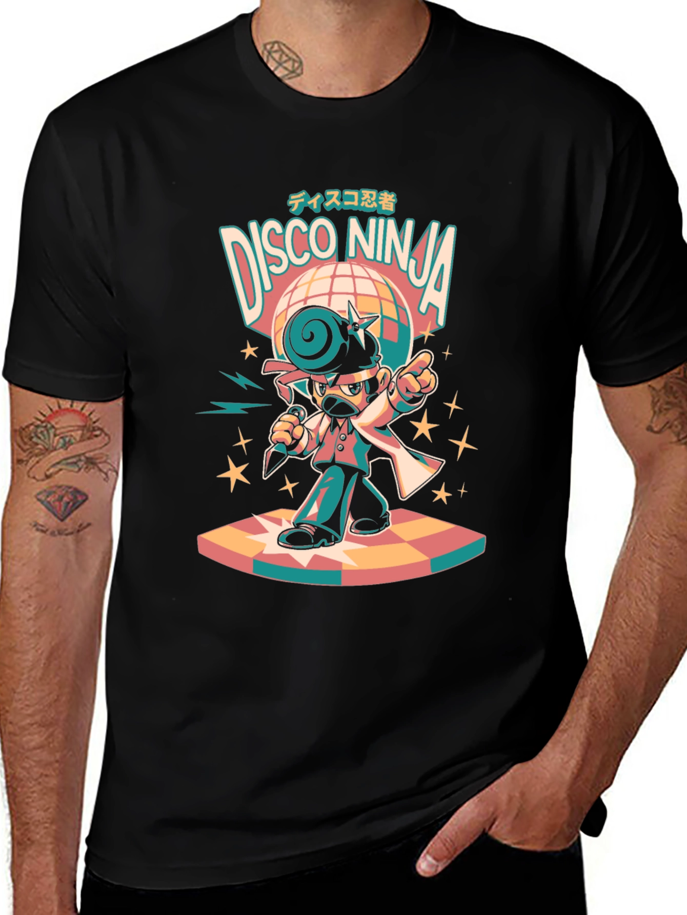 Disco Ninja Graphic T-Shirt - Retro Style
