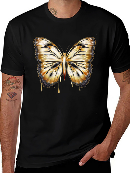 Butterfly Drip Graphic Tee - Stylish Mens Black T-Shirt