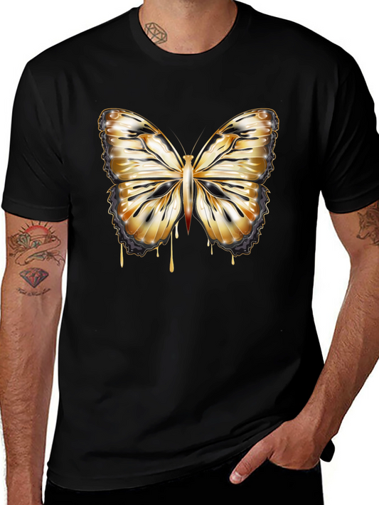 Butterfly Drip Graphic Tee - Stylish Mens Black T-Shirt