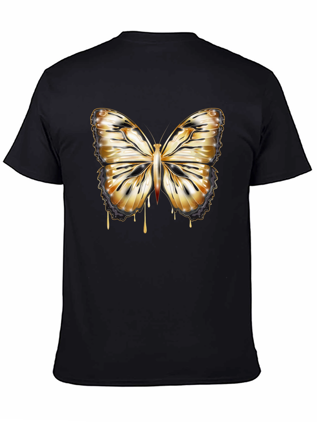 Butterfly Drip Graphic Tee - Stylish Mens Black T-Shirt