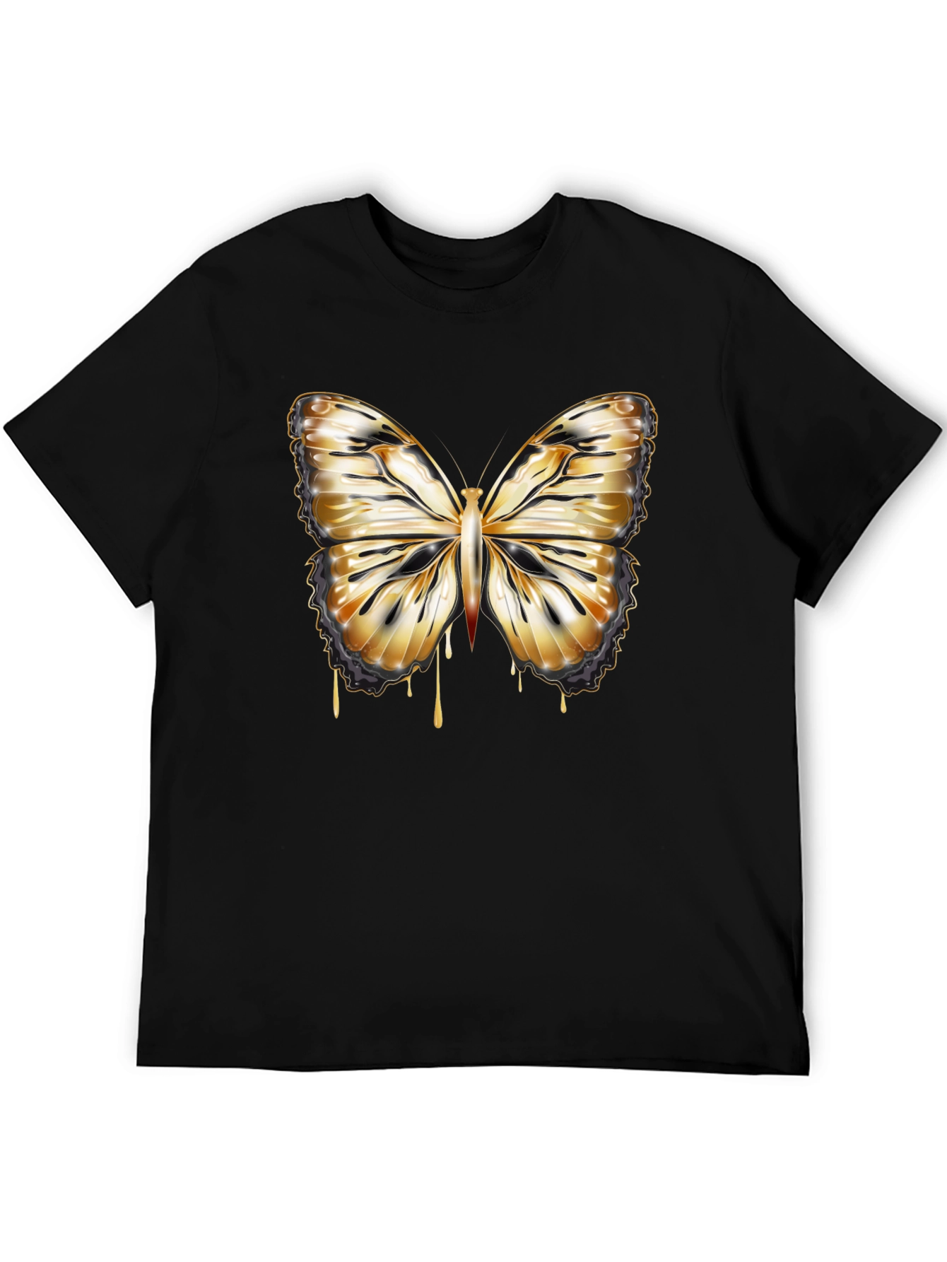 Butterfly Drip Graphic Tee - Stylish Mens Black T-Shirt
