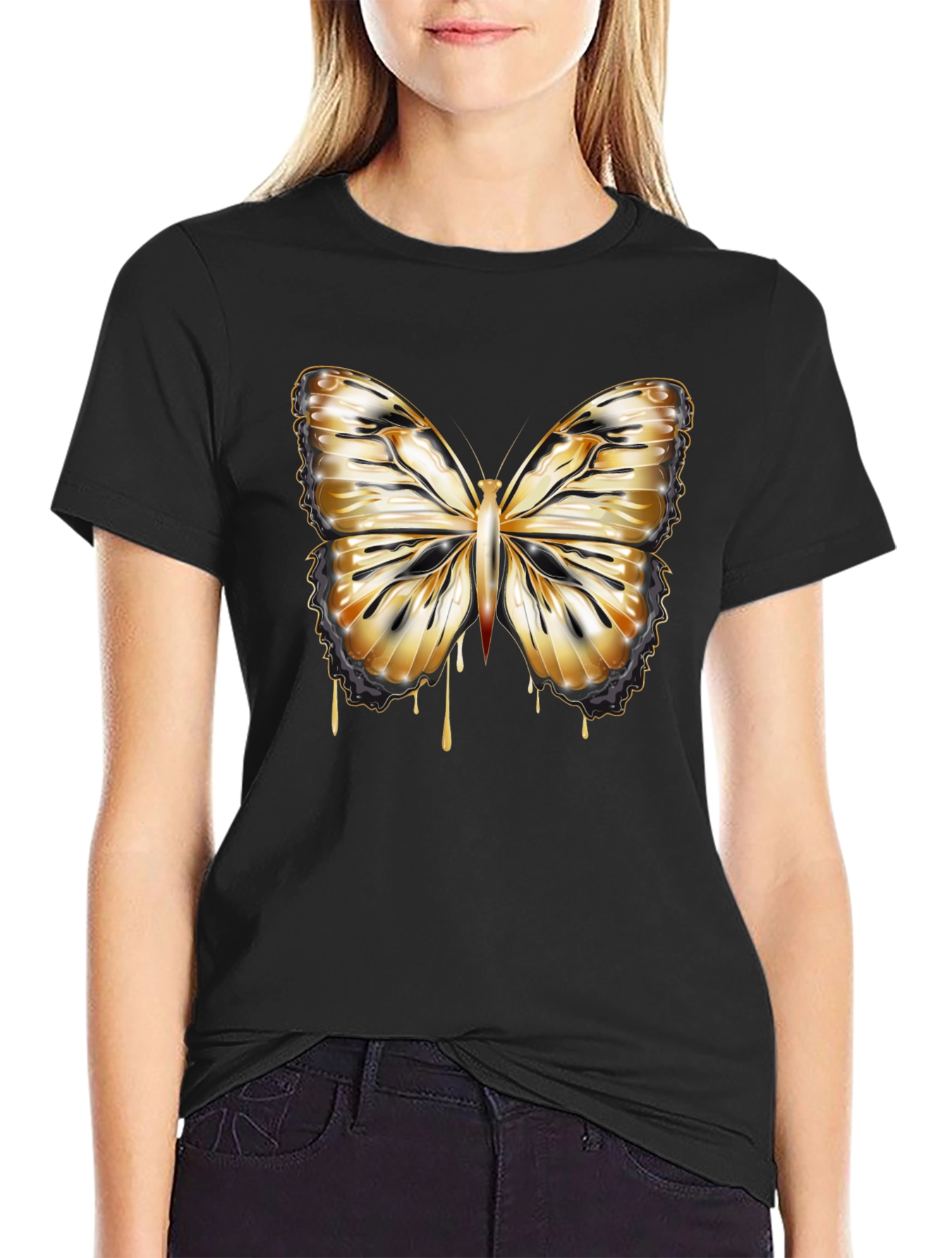 Butterfly Drip Graphic Tee - Stylish Mens Black T-Shirt
