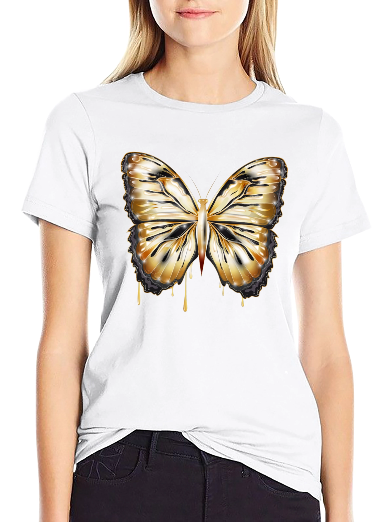 Butterfly Drip Graphic Tee - Stylish Mens Black T-Shirt