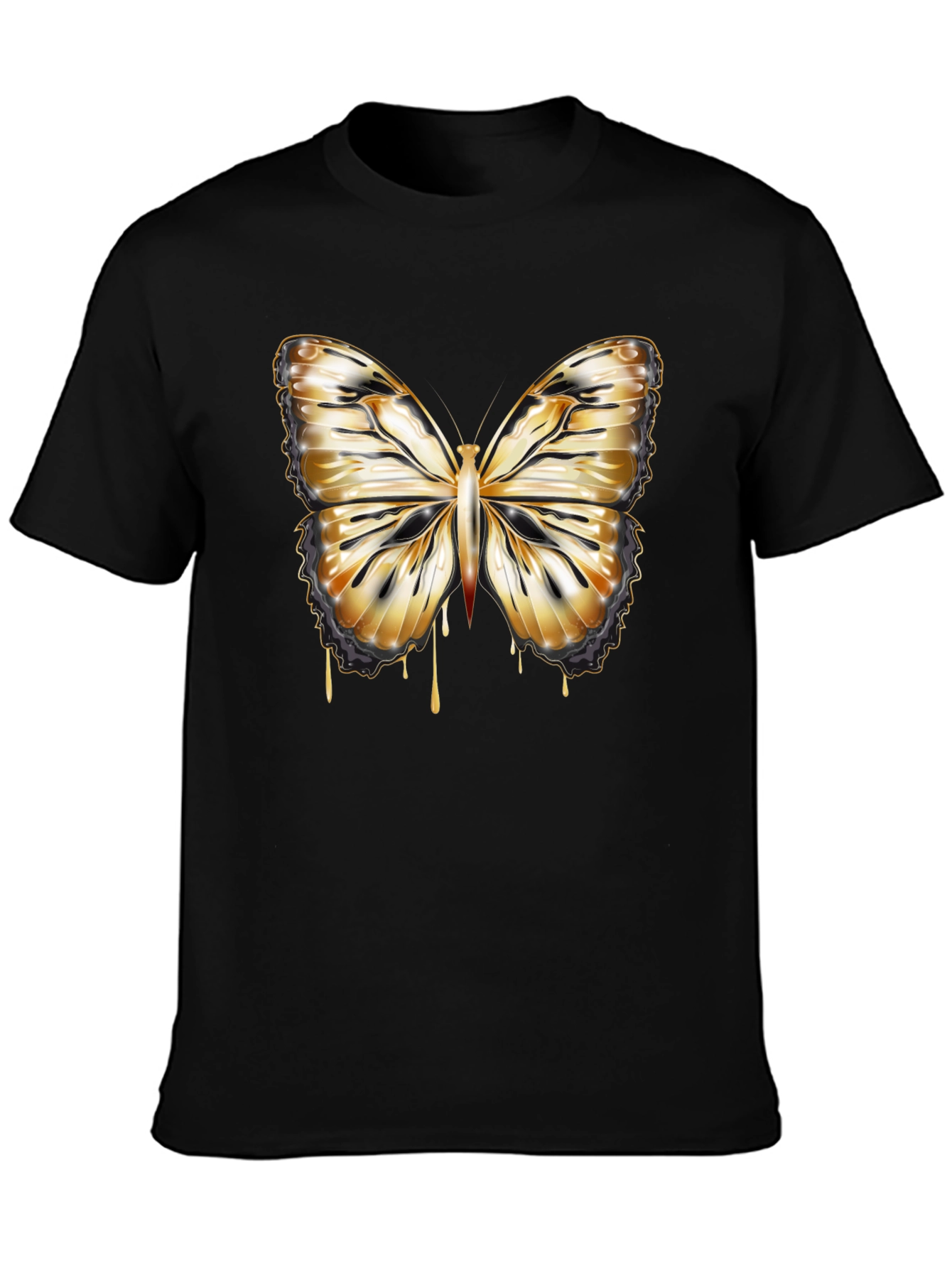 Butterfly Drip Graphic Tee - Stylish Mens Black T-Shirt
