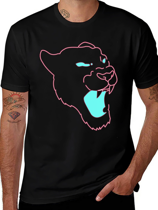 Neon Panther Graphic Tee - Mens Black T-Shirt