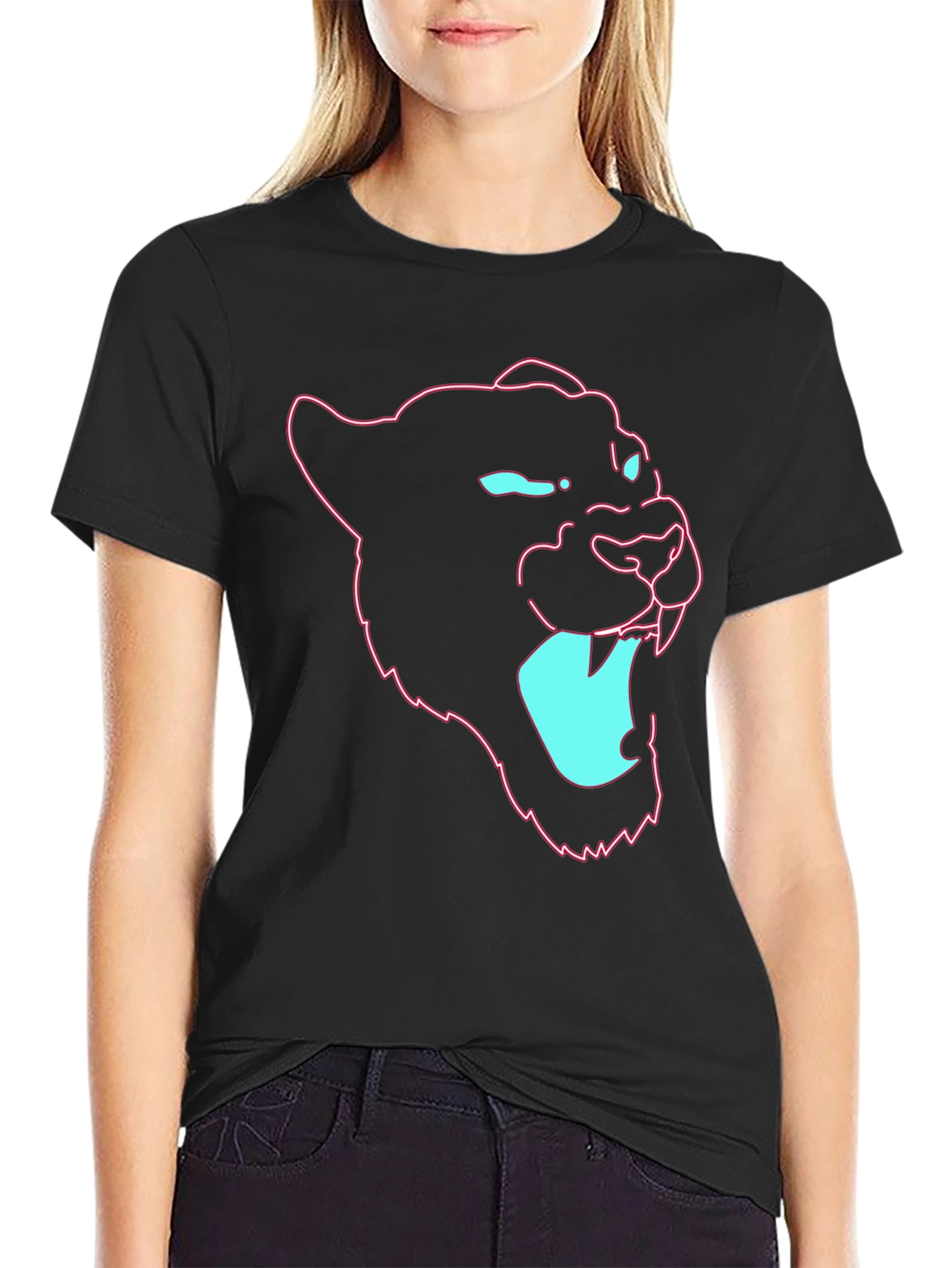 Neon Panther Graphic Tee - Mens Black T-Shirt