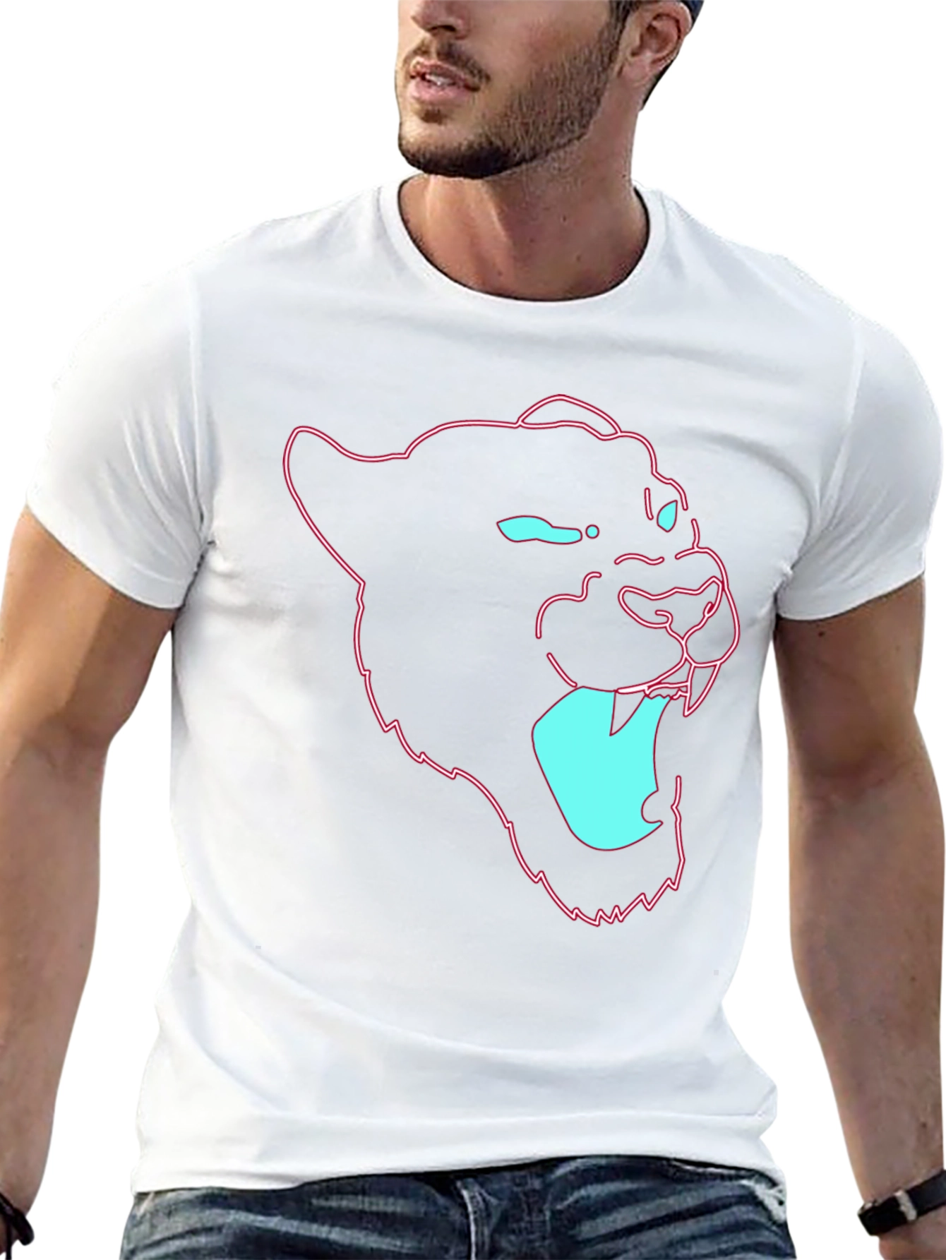 Neon Panther Graphic Tee - Mens Black T-Shirt