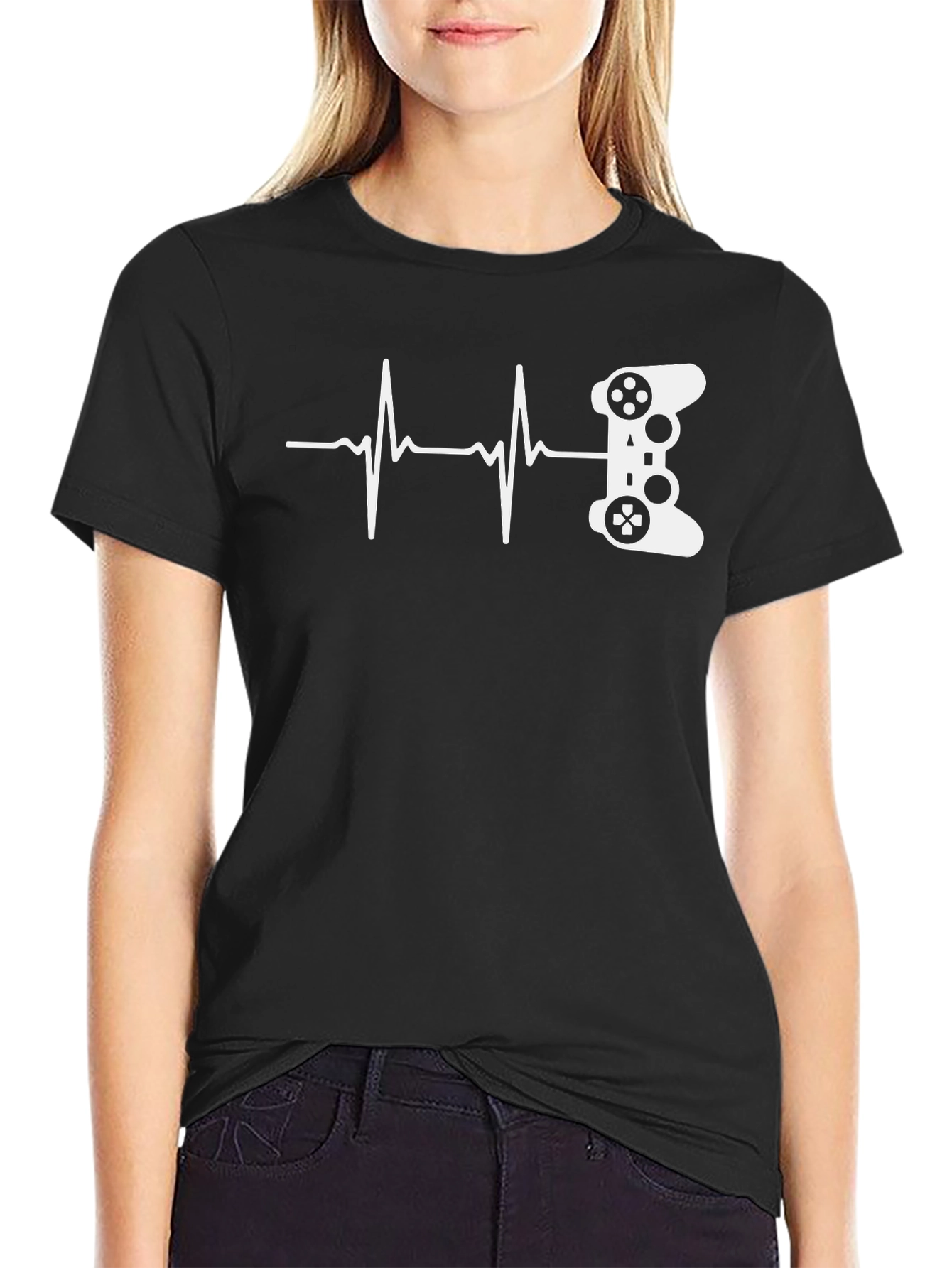 Gamer Heartbeat T-Shirt - Black Cotton Graphic Tee