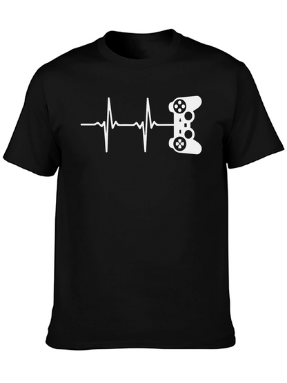 Gamer Heartbeat T-Shirt - Black Cotton Graphic Tee