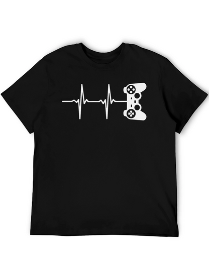 Gamer Heartbeat T-Shirt - Black Cotton Graphic Tee