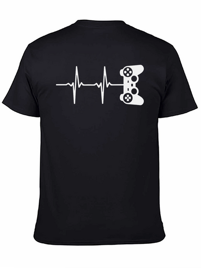 Gamer Heartbeat T-Shirt - Black Cotton Graphic Tee