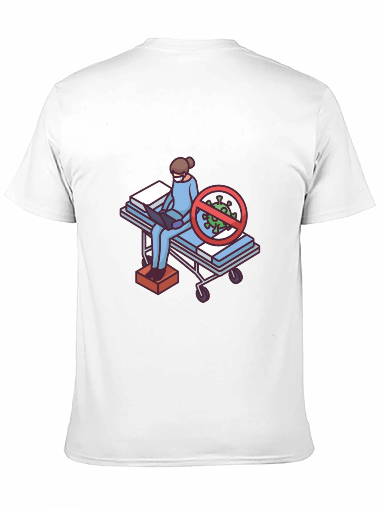 Black T-Shirt with Medical Cartoon Graphic
