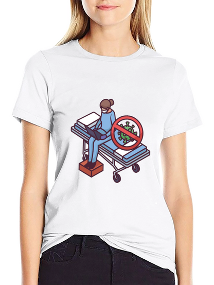 Black T-Shirt with Medical Cartoon Graphic