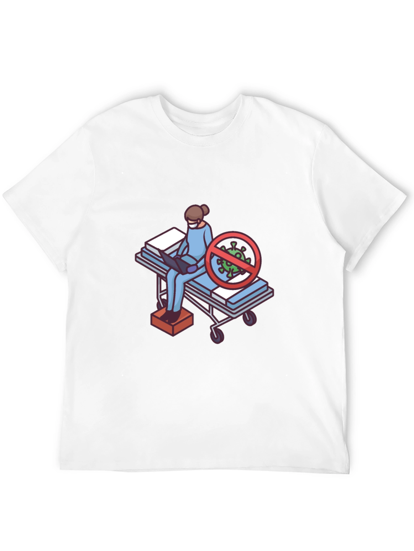 Black T-Shirt with Medical Cartoon Graphic