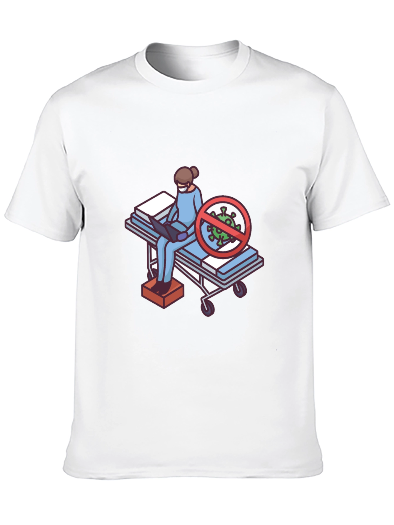 Black T-Shirt with Medical Cartoon Graphic