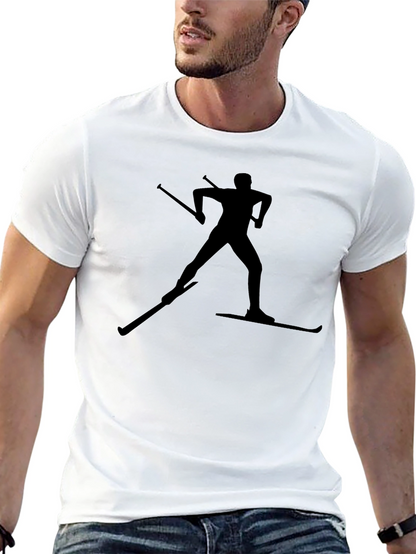 Skiing Silhouette Graphic Tee - Black