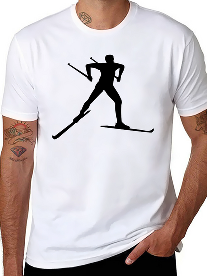 Skiing Silhouette Graphic Tee - Black