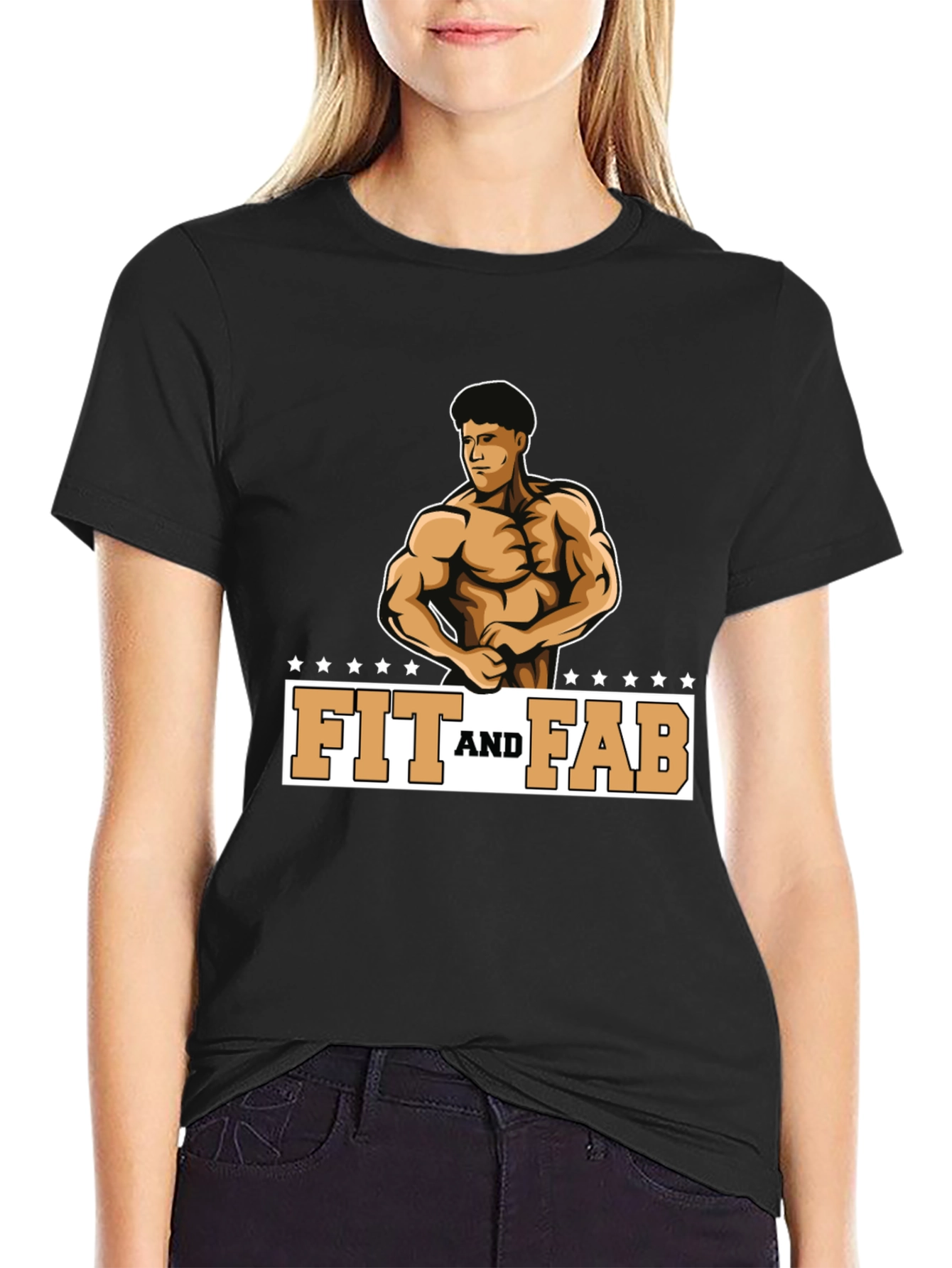 Fit and Fab Black Graphic Tee - Gym Ready