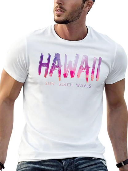 Hawaii Sun Beach Waves Mens Black T-Shirt