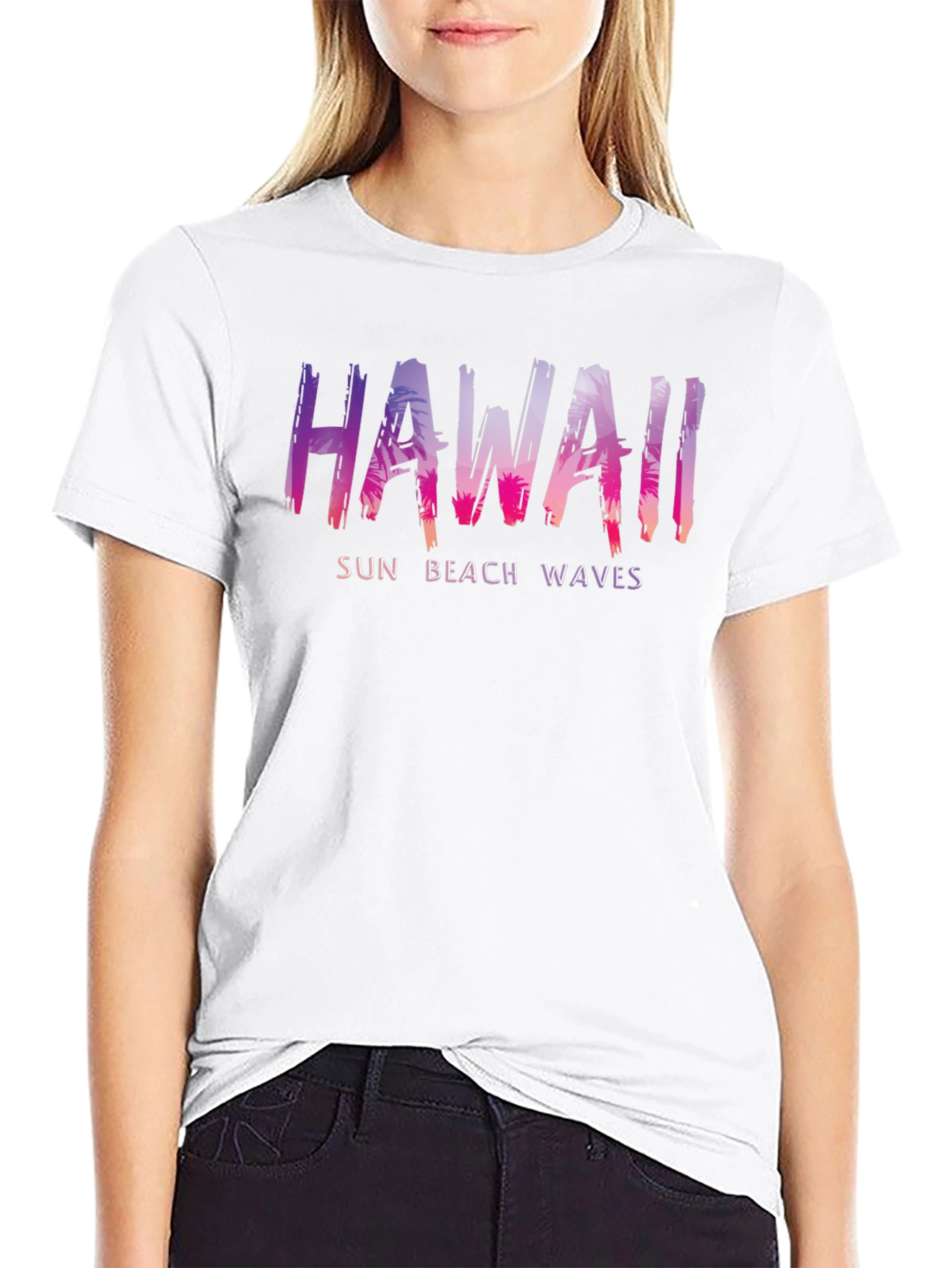 Hawaii Sun Beach Waves Mens Black T-Shirt