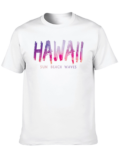 Hawaii Sun Beach Waves Mens Black T-Shirt