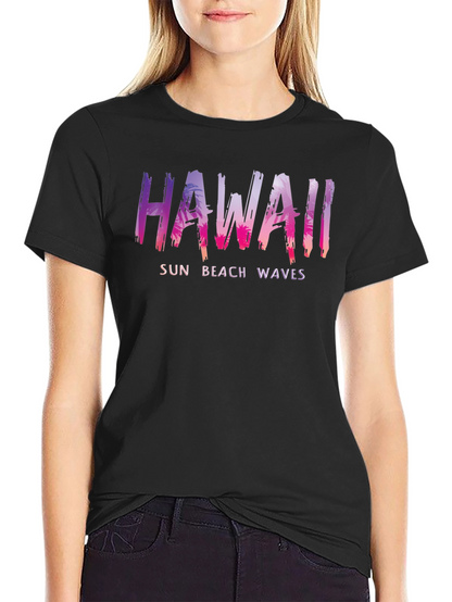 Hawaii Sun Beach Waves Mens Black T-Shirt