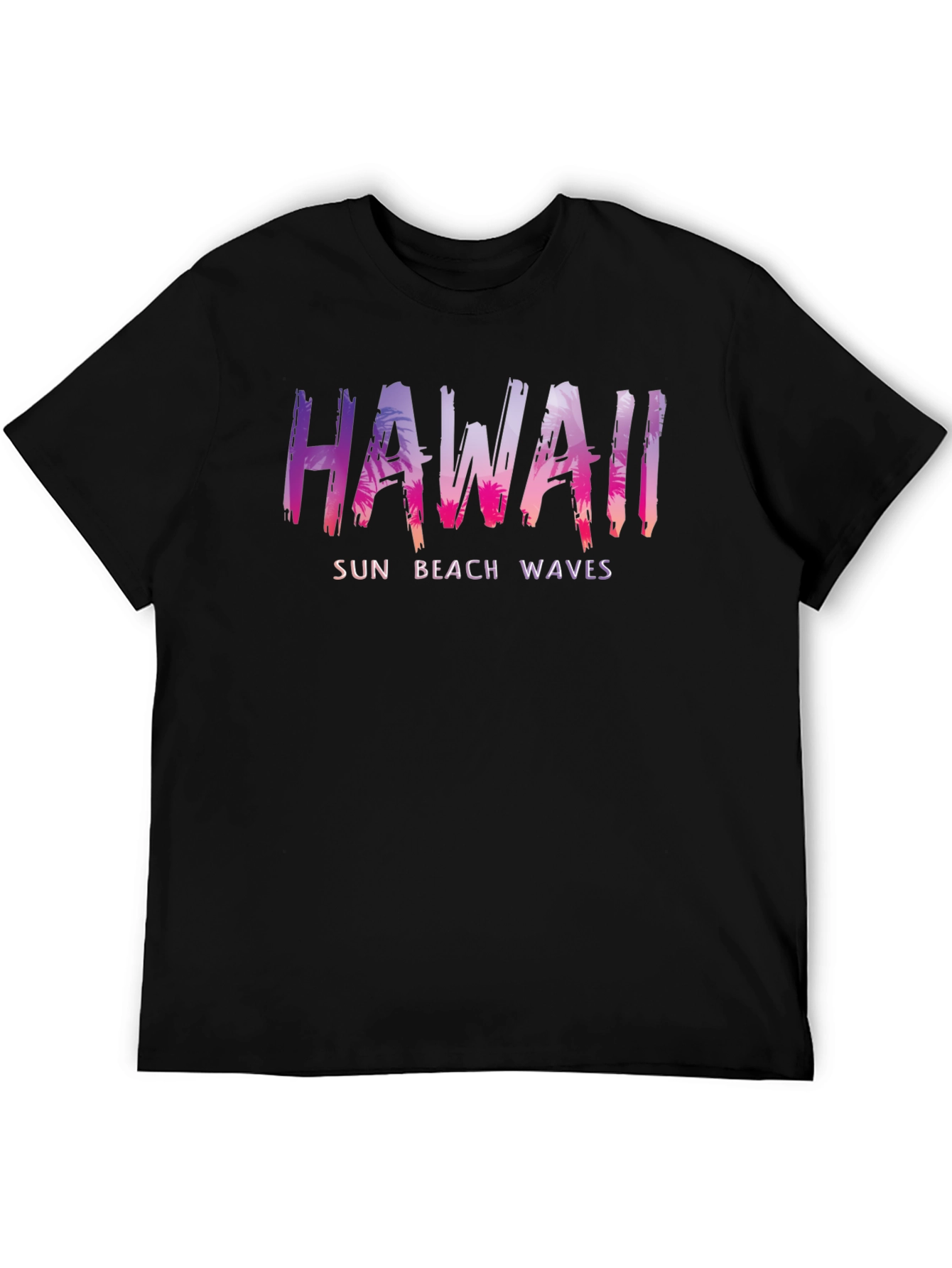 Hawaii Sun Beach Waves Mens Black T-Shirt