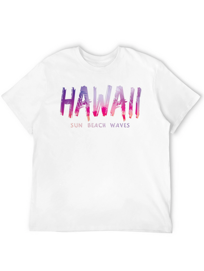 Hawaii Sun Beach Waves Mens Black T-Shirt