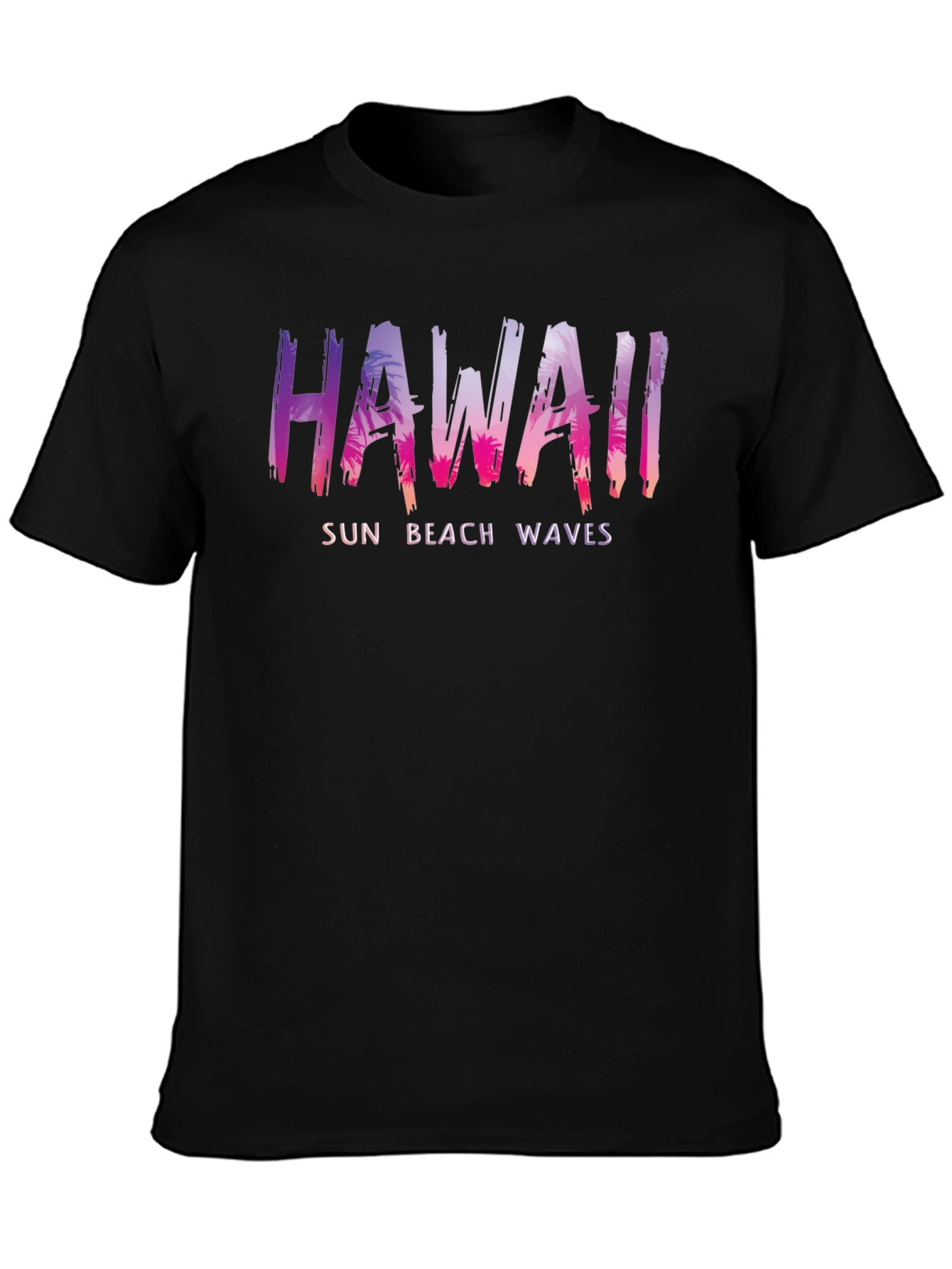Hawaii Sun Beach Waves Mens Black T-Shirt