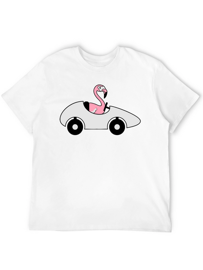 Flamingo Driving Car Graphic T-Shirt