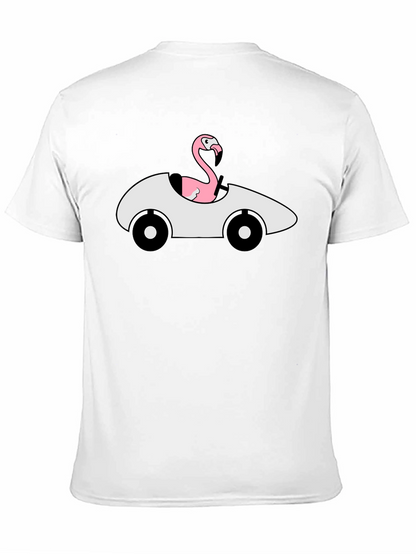 Flamingo Driving Car Graphic T-Shirt