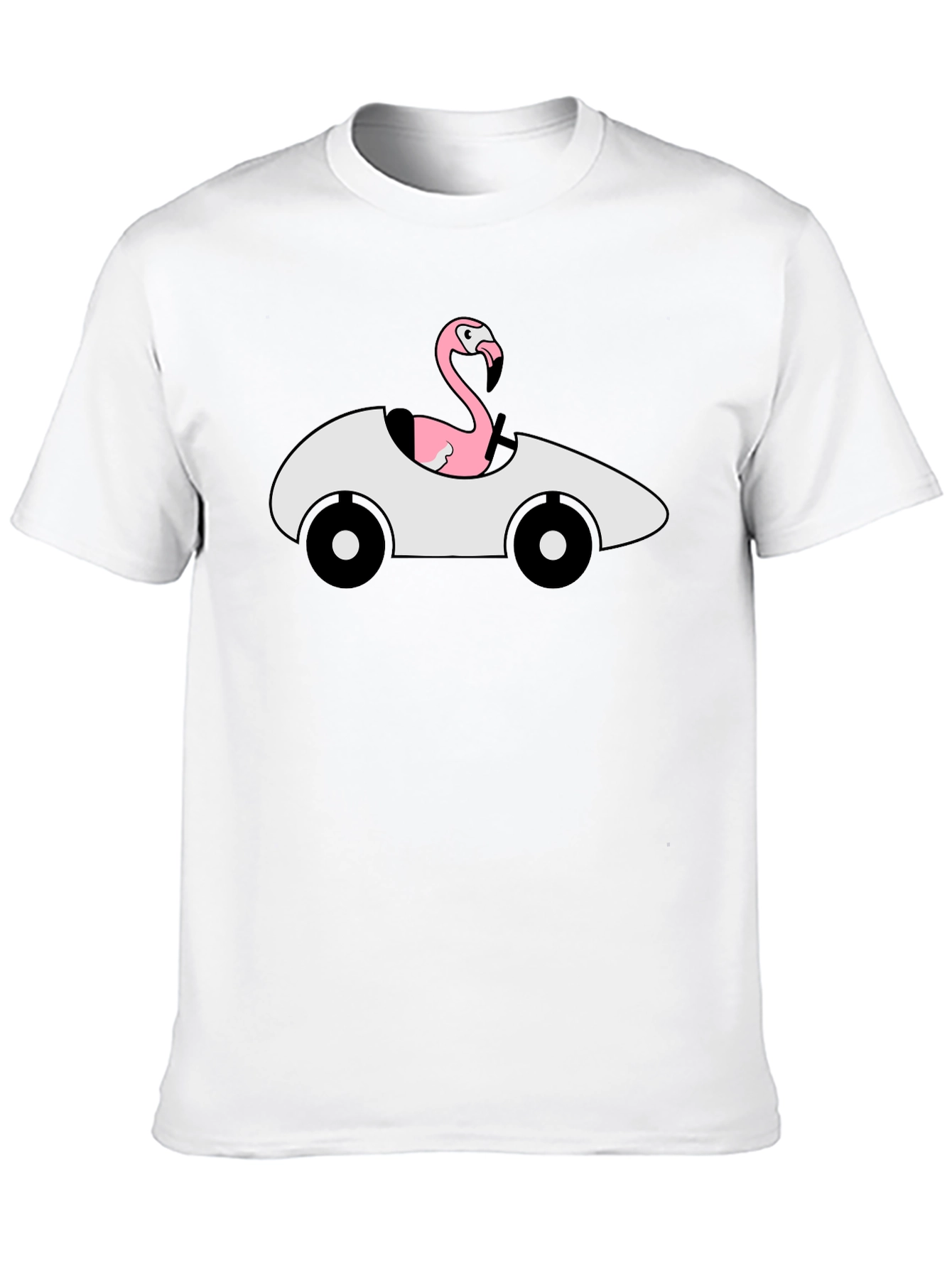 Flamingo Driving Car Graphic T-Shirt