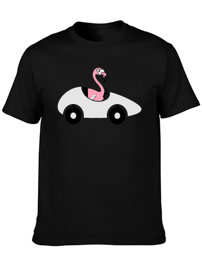 Flamingo Driving Car Graphic T-Shirt