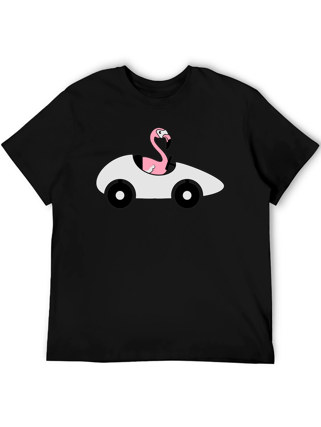 Flamingo Driving Car Graphic T-Shirt