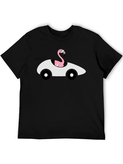 Flamingo Driving Car Graphic T-Shirt