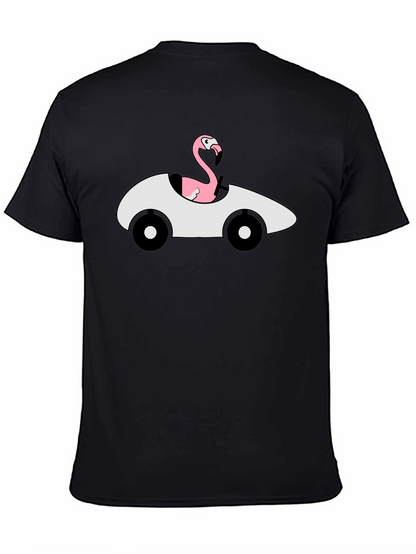 Flamingo Driving Car Graphic T-Shirt