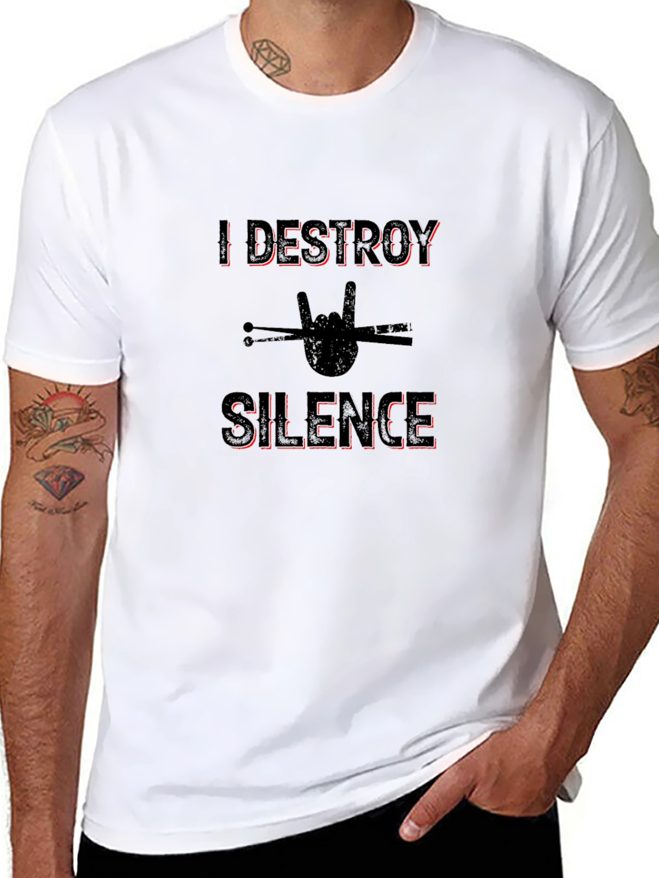 I Destroy Silence Drummer T-Shirt Rock Music