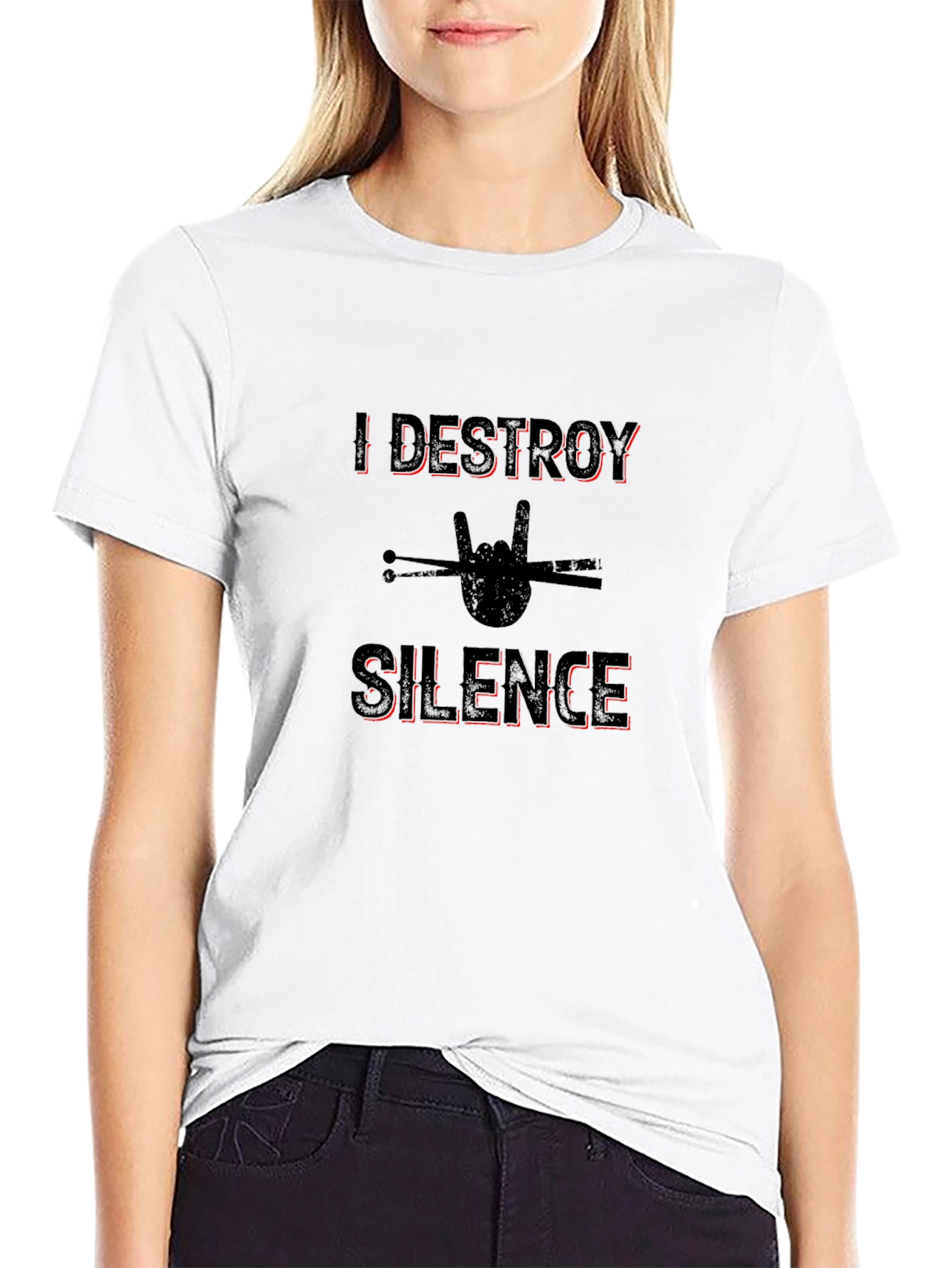I Destroy Silence Drummer T-Shirt Rock Music
