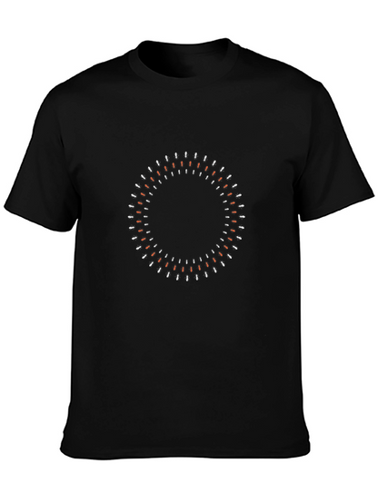 Abstract Circle Graphic Tee - Mens Black Casual Shirt