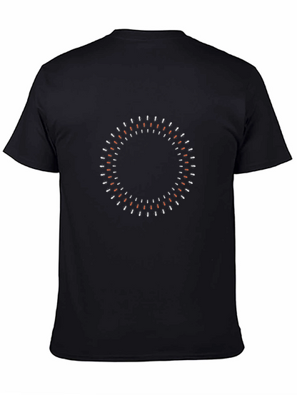 Abstract Circle Graphic Tee - Mens Black Casual Shirt