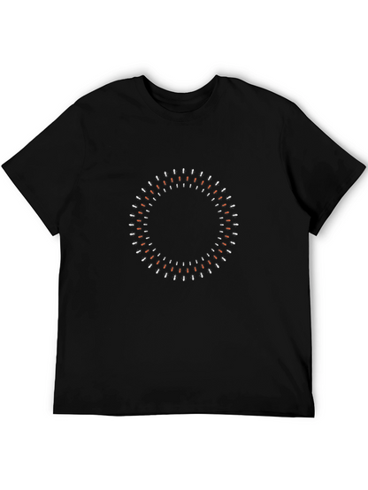 Abstract Circle Graphic Tee - Mens Black Casual Shirt