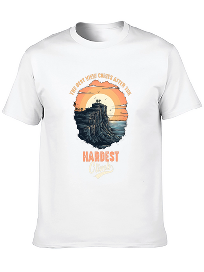 Inspirational Black T-Shirt: Best View After Hardest Climb Design